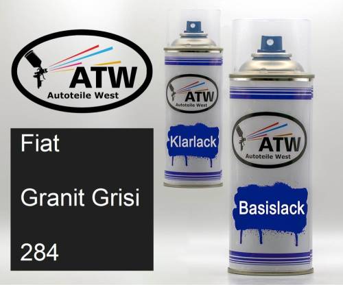 Fiat, Granit Grisi, 284: 400ml Sprühdose + 400ml Klarlack - Set, von ATW Autoteile West.